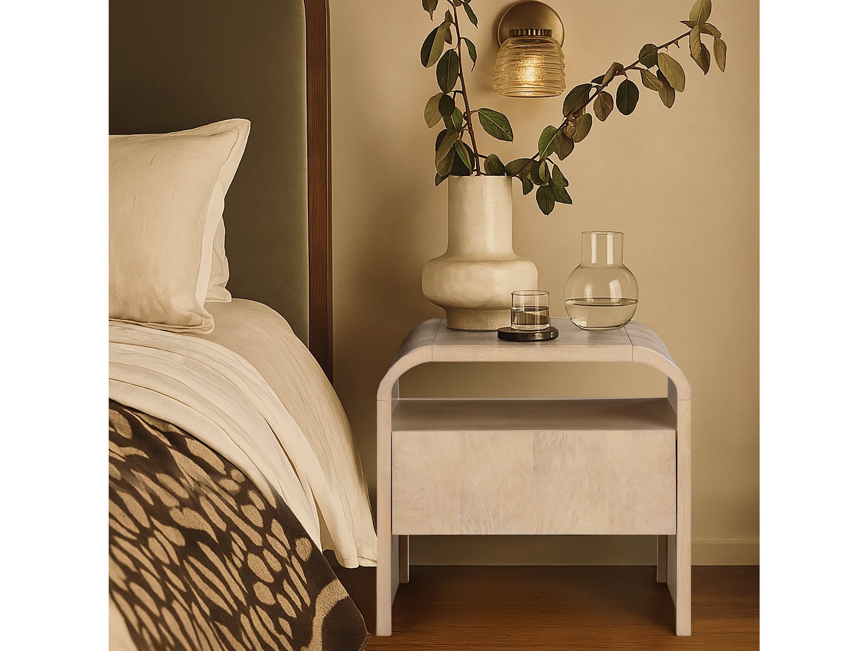 Catalina Natural Wood And Veneer Nightstand - Ornate Home
