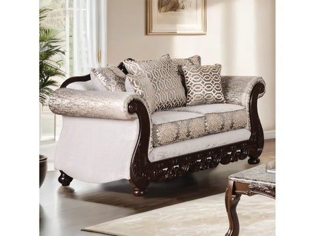 Catalonia Beige/Dark Cherry Loveseat - Ornate Home