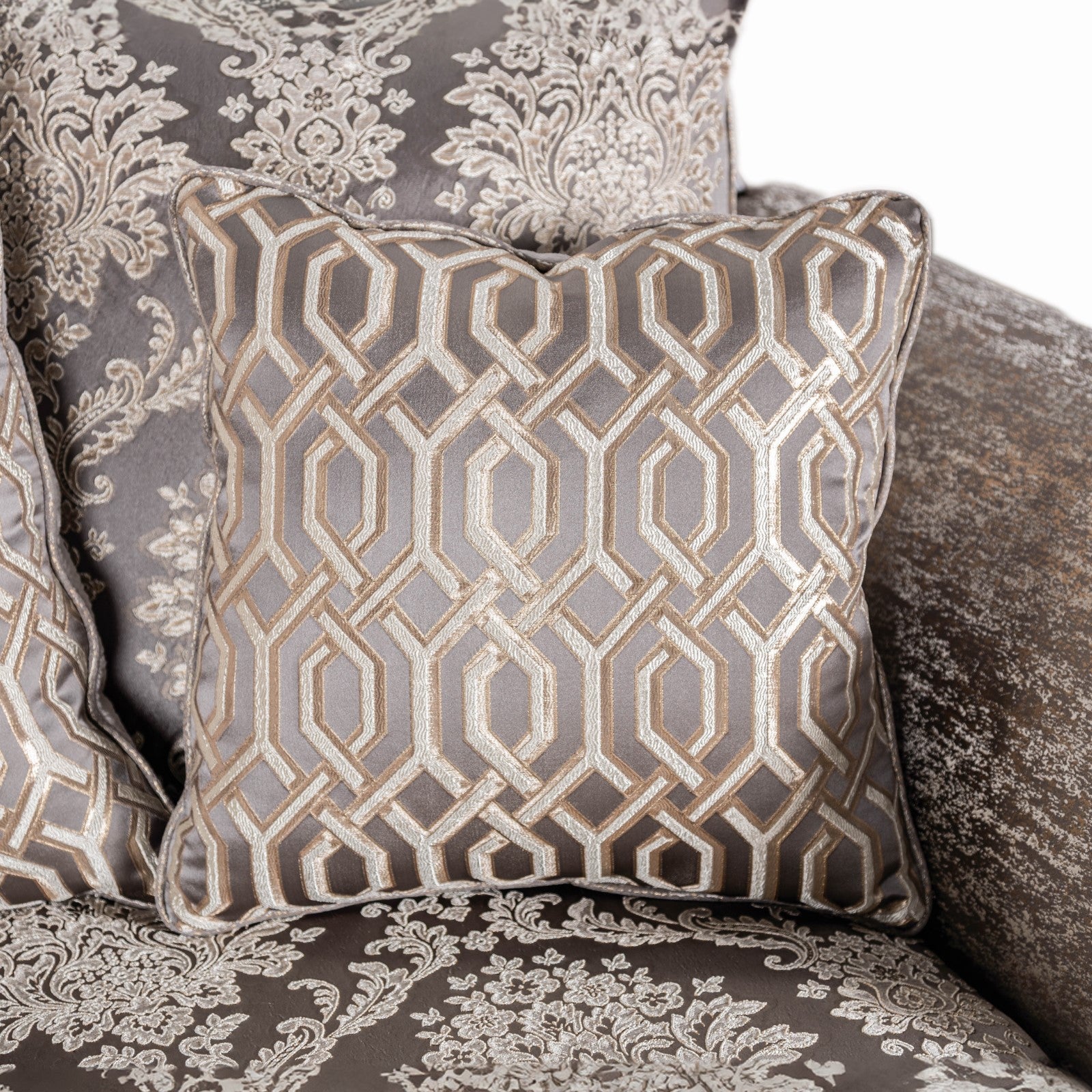 Catalonia Beige/Dark Cherry Loveseat - Ornate Home