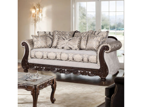 Catalonia Beige/Dark Cherry Sofa - Ornate Home