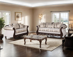 Catalonia Beige/Dark Cherry Sofa - Ornate Home