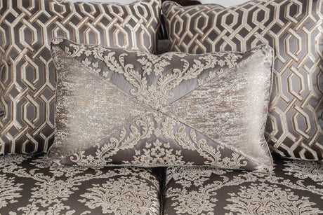 Catalonia Beige/Dark Cherry Sofa - Ornate Home