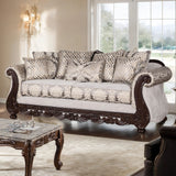 Catalonia Beige/Dark Cherry Upholstery Living Room Set - Ornate Home