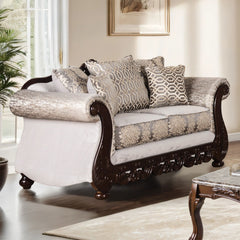 Catalonia Beige/Dark Cherry Upholstery Living Room Set - Ornate Home