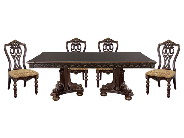 Catalonia Dark Cherry 5-piece Dining Table Set - Ornate Home