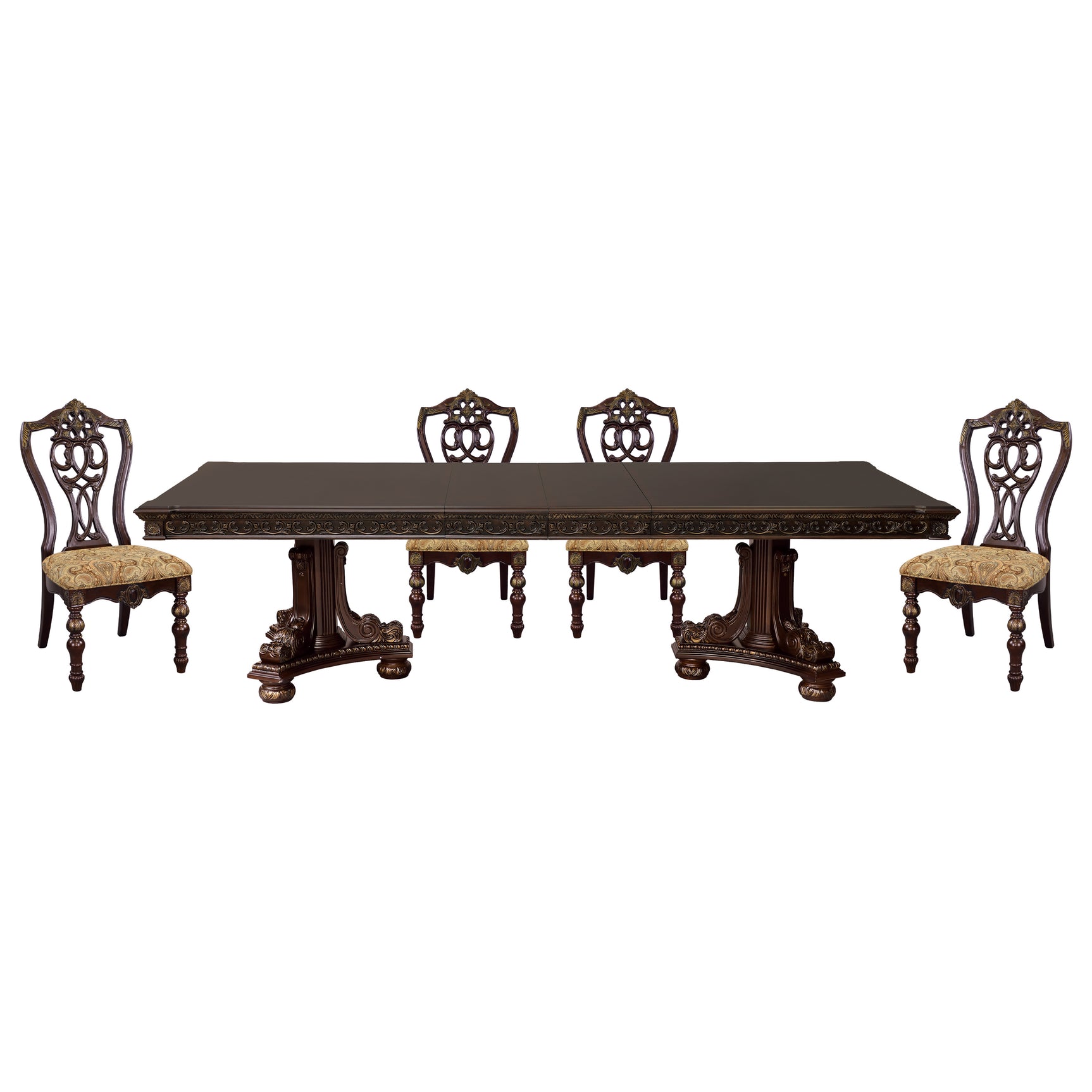 Catalonia Dark Cherry 5-piece Dining Table Set - Ornate Home