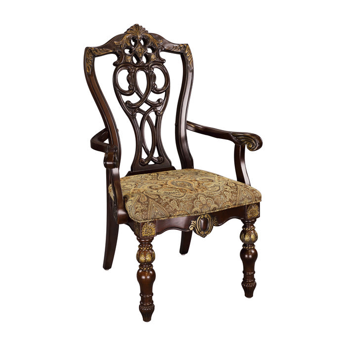Catalonia Dark Cherry Dining Arm Chair (Set of 2) - Ornate Home