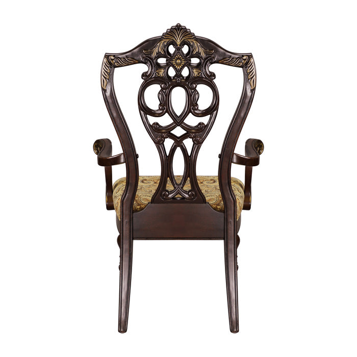 Catalonia Dark Cherry Dining Arm Chair (Set of 2) - Ornate Home