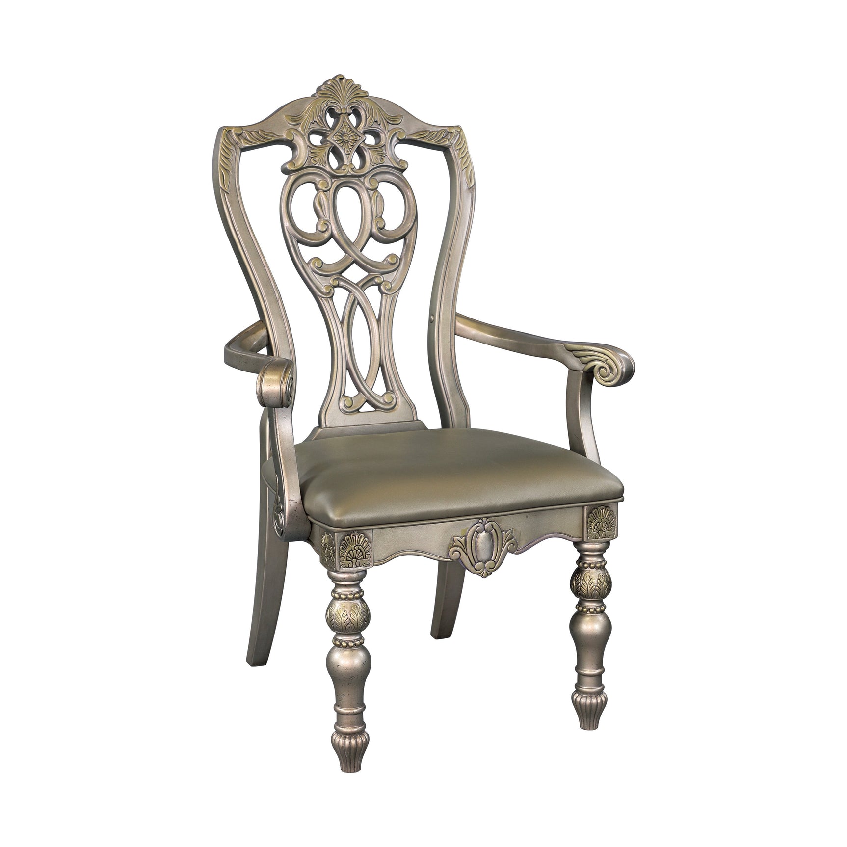 Catalonia Platinum Gold Dining Arm Chair (Set of 2) - Ornate Home