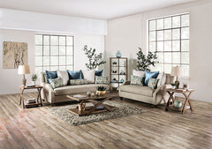 Catarina Beige/Teal Loveseat - Ornate Home