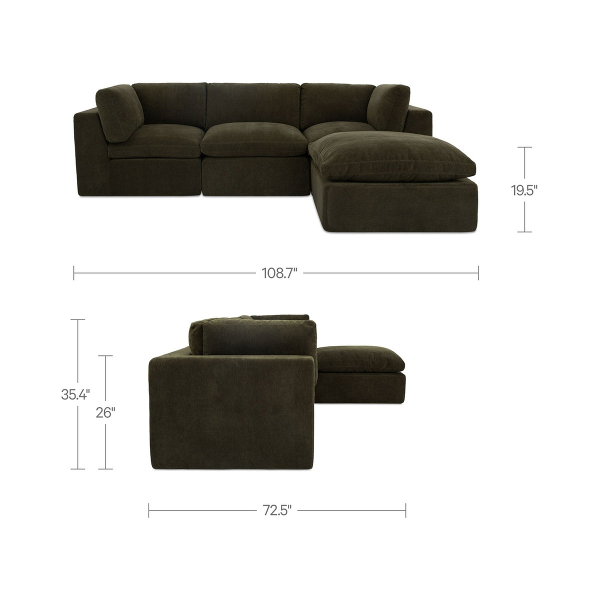Cates Dark Green Lounge Modular Sectional - Ornate Home