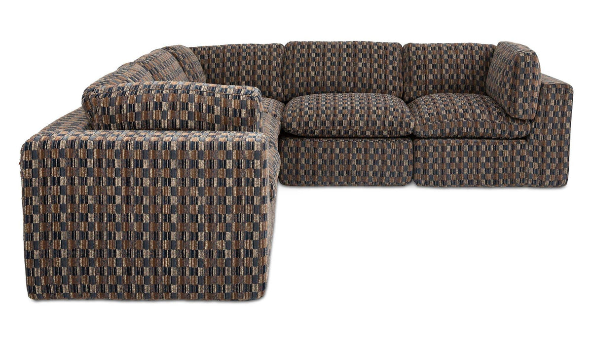Cates Navy Brown Classic L Modular Sectional - Ornate Home