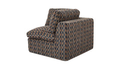 Cates Navy Brown Corner Chair - Ornate Home