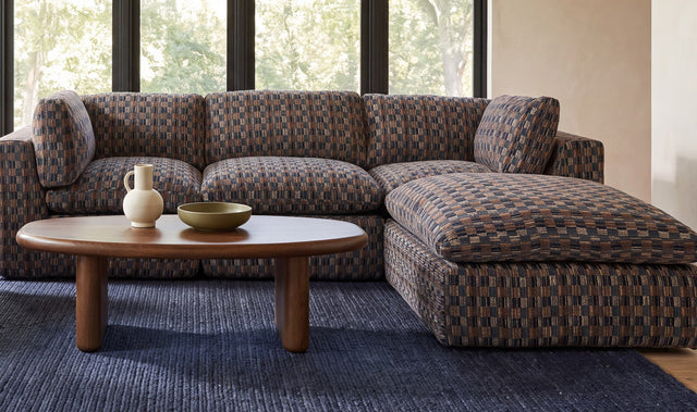 Cates Navy Brown Lounge Modular Sectional - Ornate Home