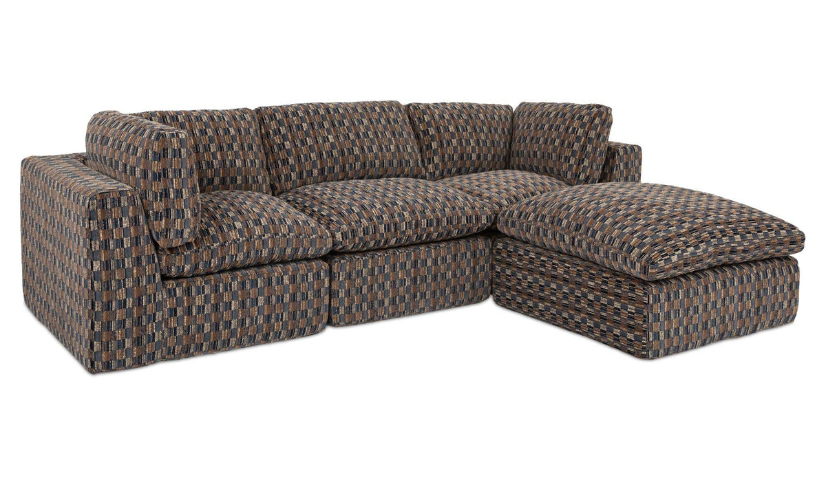 Cates Navy Brown Lounge Modular Sectional - Ornate Home