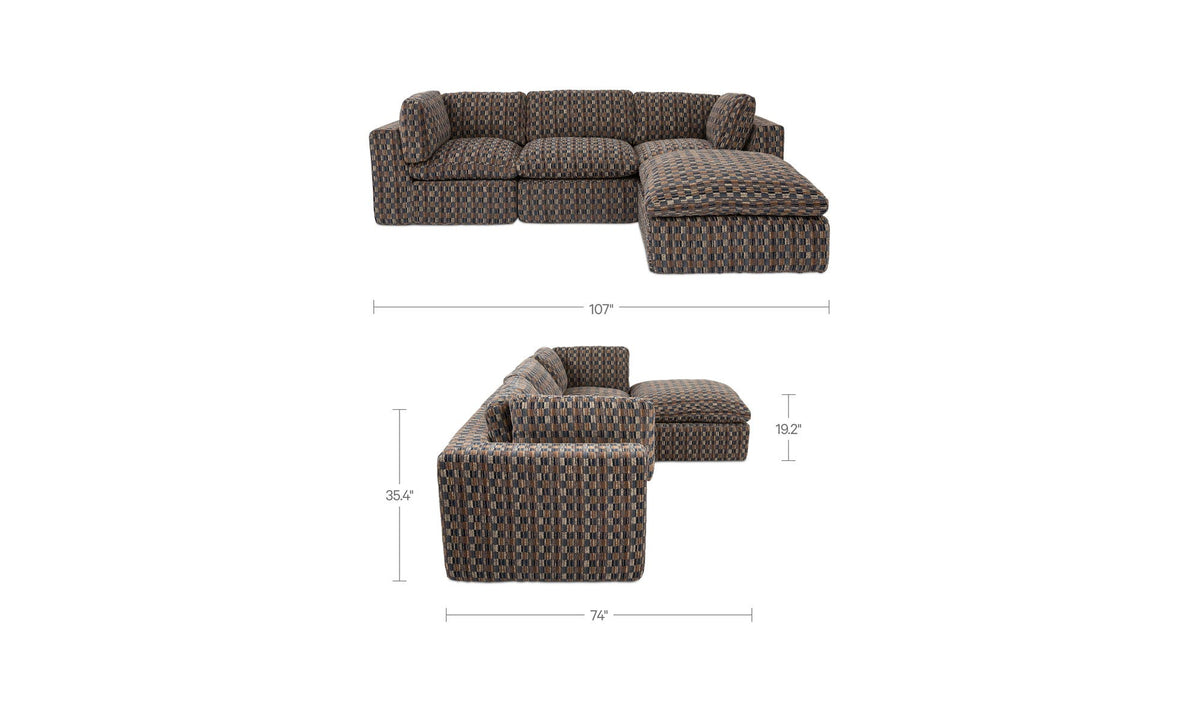 Cates Navy Brown Lounge Modular Sectional - Ornate Home