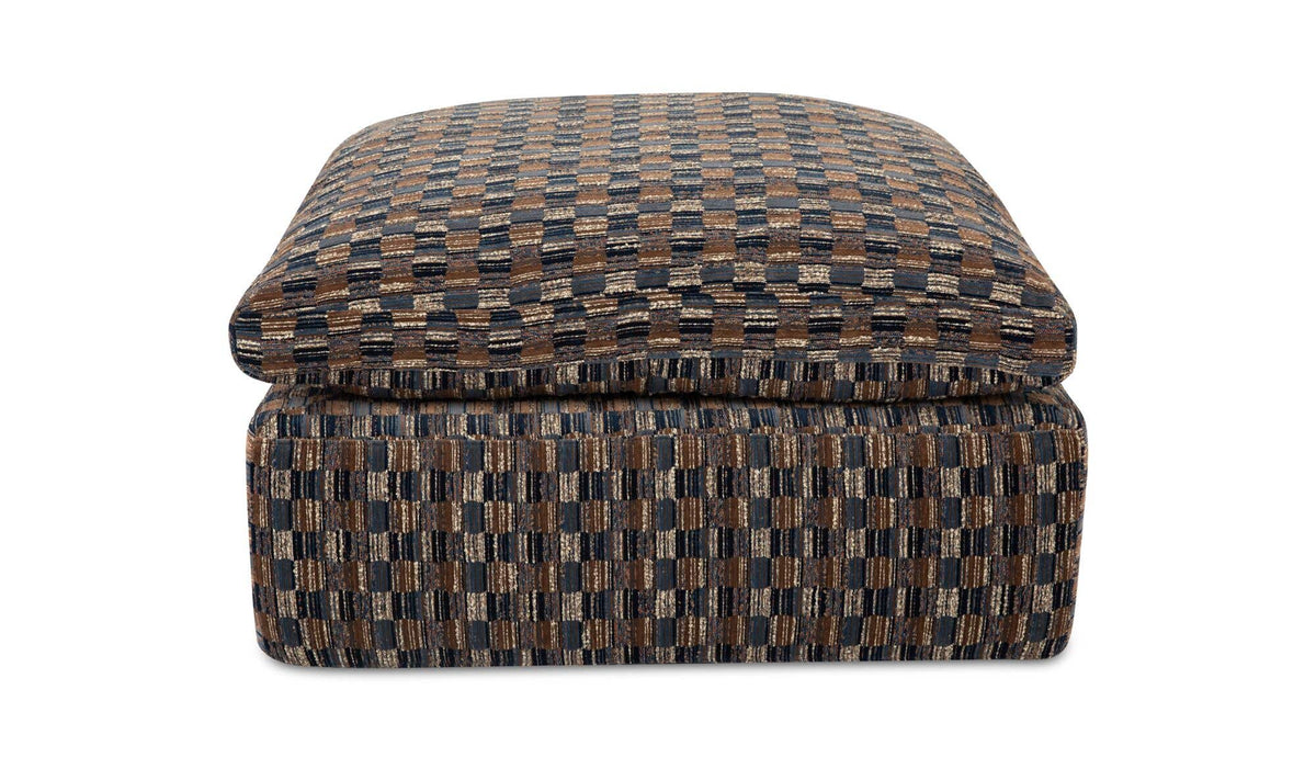 Cates Navy Brown Ottoman - Ornate Home