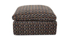 Cates Navy Brown Ottoman - Ornate Home