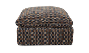 Cates Navy Brown Ottoman - Ornate Home