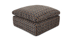 Cates Navy Brown Ottoman - Ornate Home