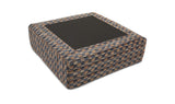 Cates Navy Brown Ottoman - Ornate Home