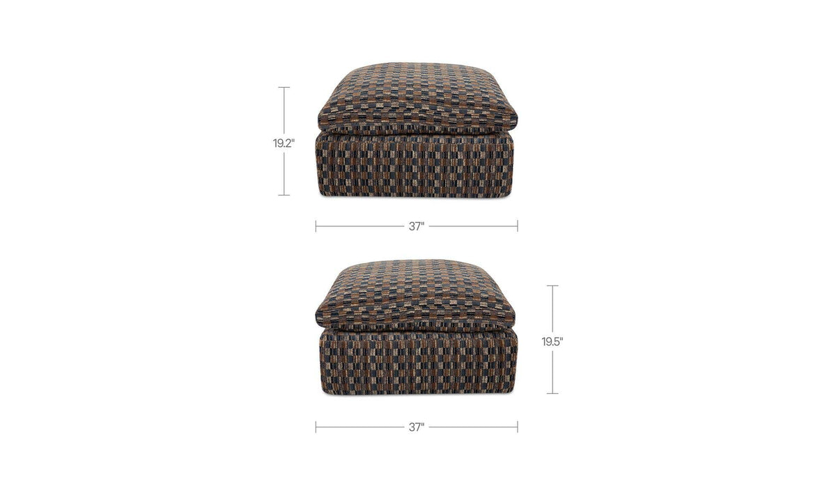 Cates Navy Brown Ottoman - Ornate Home