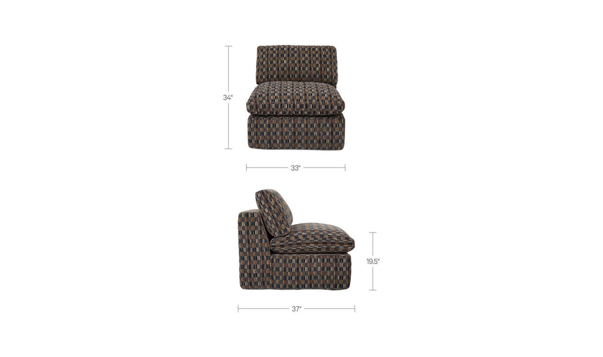 Cates Navy Brown Slipper Chair - Ornate Home