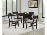 Catley Dark Coffee 5-piece Round Drop Leaf Dining Table Set - Ornate Home