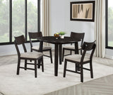 Catley Dark Coffee 5-piece Round Drop Leaf Dining Table Set - Ornate Home