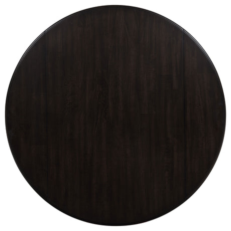 Catley Dark Coffee 5-piece Round Drop Leaf Dining Table Set - Ornate Home