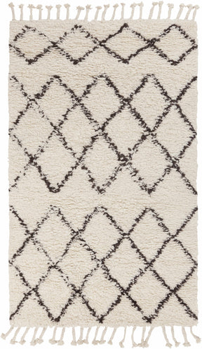 Catoosa White/Black Trellis Wool Rug - Clearance - Ornate Home