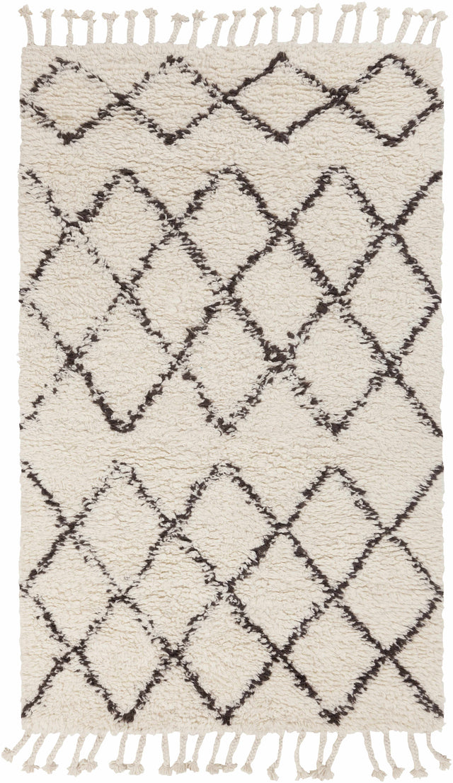 Catoosa White/Black Trellis Wool Rug - Clearance - Ornate Home