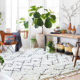 Catoosa White/Black Trellis Wool Rug - Clearance - Ornate Home