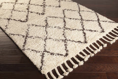 Catoosa White/Black Trellis Wool Rug - Clearance - Ornate Home