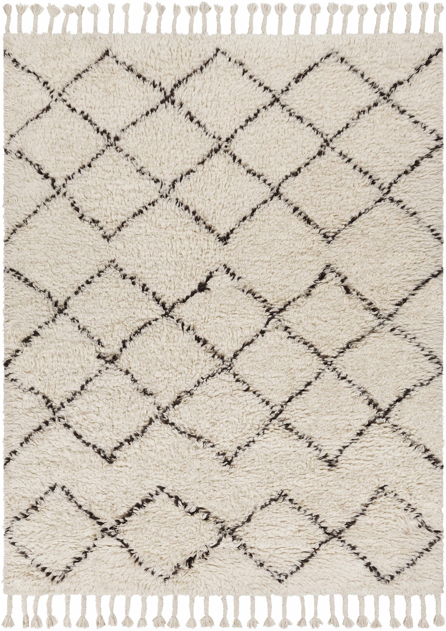 Catoosa White/Black Trellis Wool Rug - Clearance - Ornate Home