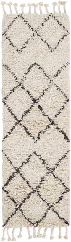Catoosa White/Black Trellis Wool Rug - Clearance - Ornate Home