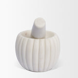 Cava White Ribbed Marble Mortar & Pestle - Ornate Home