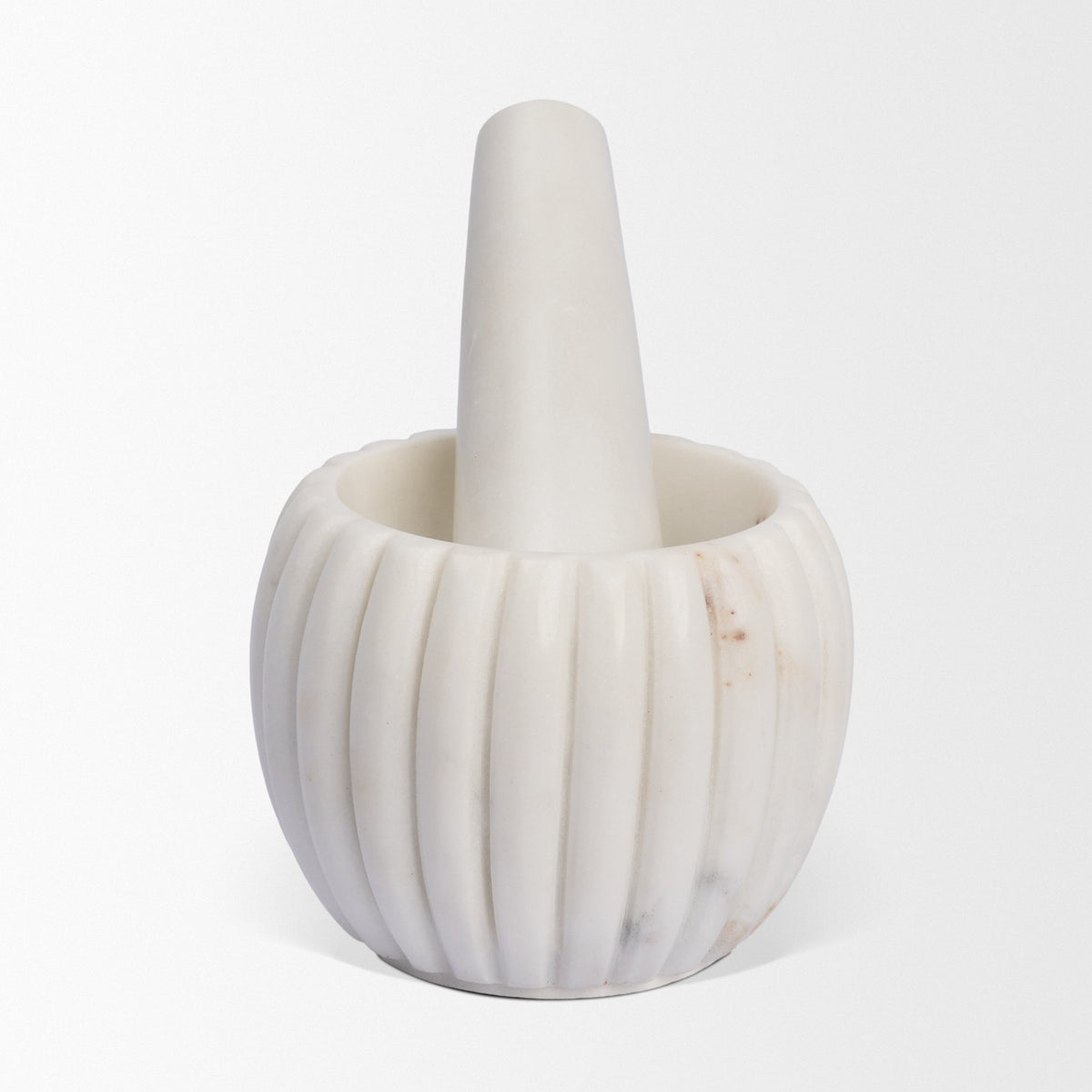 Cava White Ribbed Marble Mortar & Pestle - Ornate Home