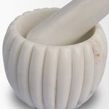 Cava White Ribbed Marble Mortar & Pestle - Ornate Home