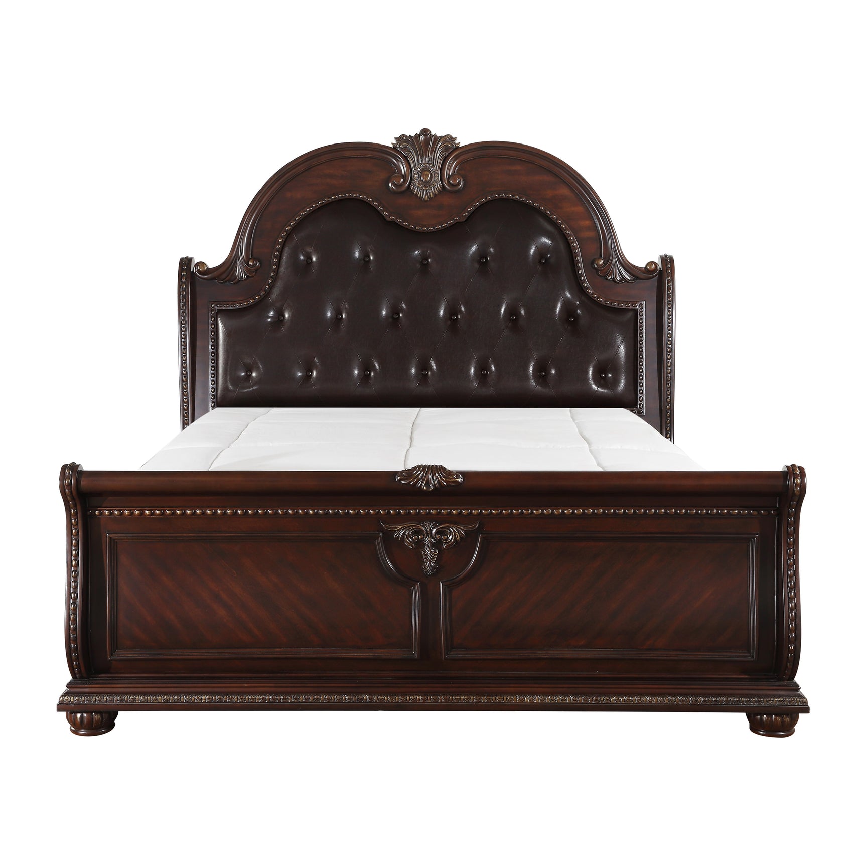 Cavalier Dark Cherry/Brown 4-piece Queen Bedroom Set - Ornate Home