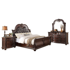 Cavalier Dark Cherry/Brown Eastern King Sleigh Bed - Ornate Home