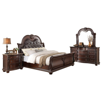 Cavalier Dark Cherry/Brown Eastern King Sleigh Bed - Ornate Home