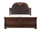 Cavalier Dark Cherry/Brown Queen Sleigh Bed - Ornate Home