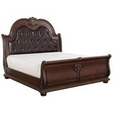 Cavalier Dark Cherry/Brown Queen Sleigh Bed - Ornate Home