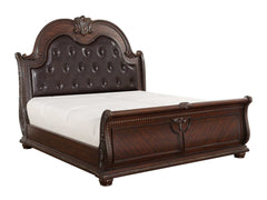 Cavalier Dark Cherry California King Sleigh Bed - Ornate Home