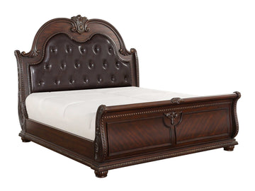 Cavalier Dark Cherry California King Sleigh Bed - Ornate Home