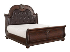 Cavalier Dark Cherry King Sleigh Bed - Ornate Home