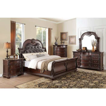 Cavalier Dark Cherry King Sleigh Bed - Ornate Home