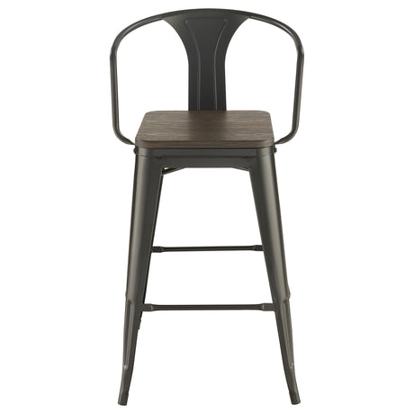 Cavalier Dark Elm and Black 3-piece Square Bar Table Set - Ornate Home