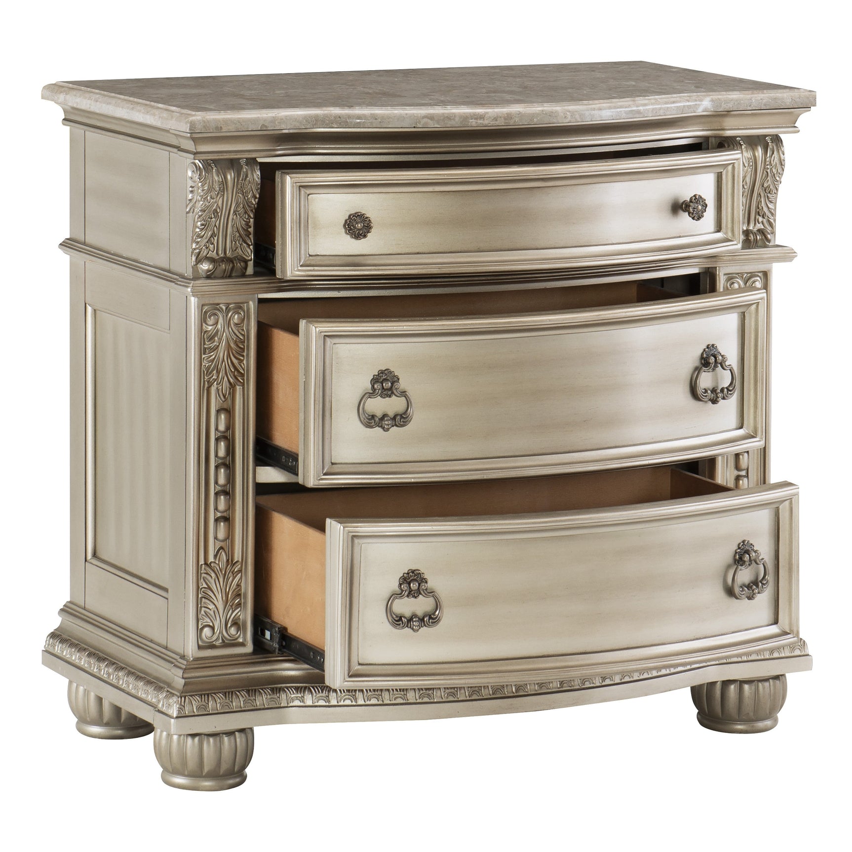 Cavalier Silver Nightstand - Ornate Home